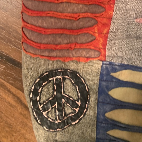Boho tote with peace ☮️ sign, om symbol, other designs VINTAGE, no maker mark - Picture 6 of 11
